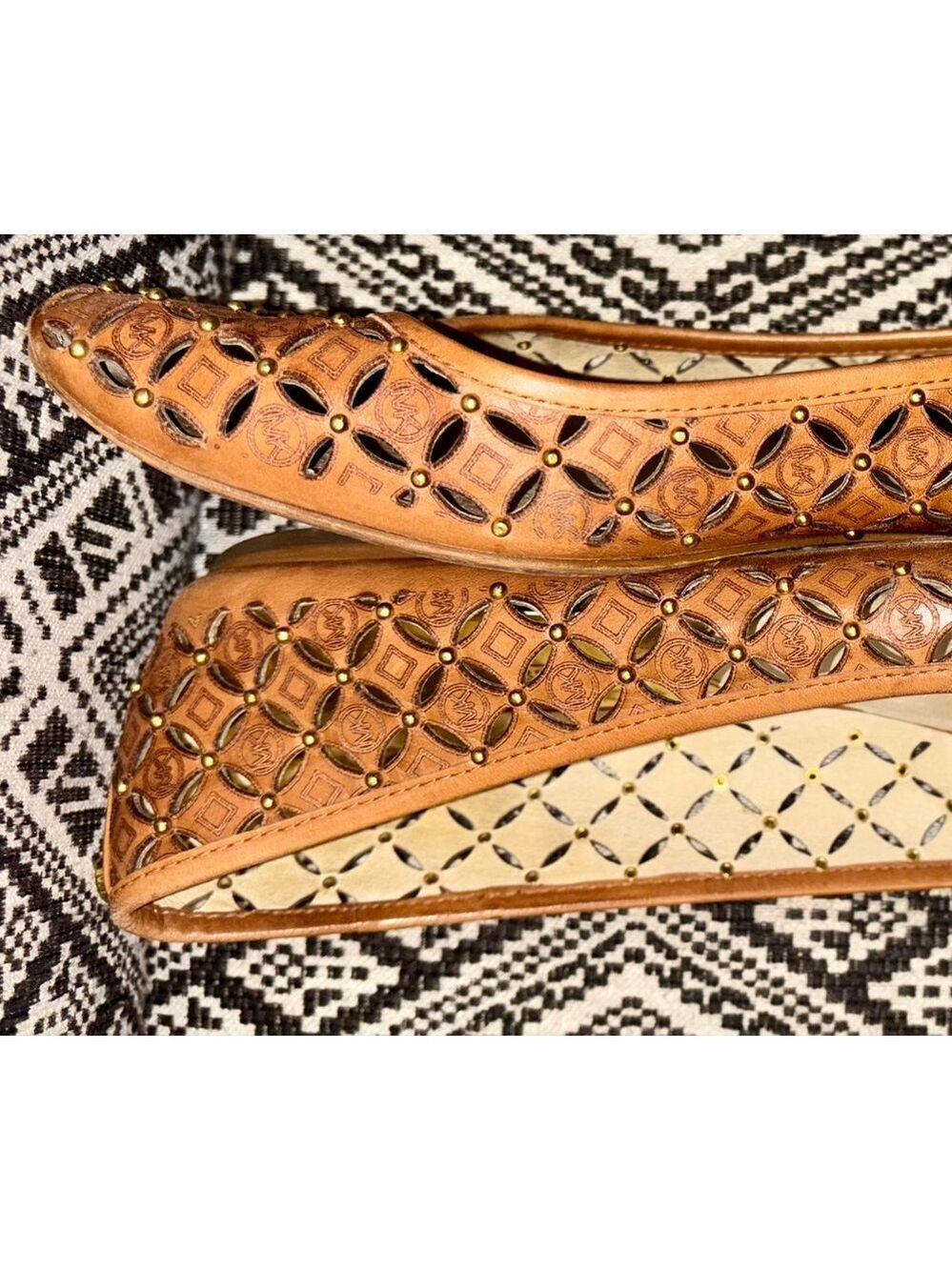 Michael Michael Kors Gabriella size 9.5 M Studded Leather Ballet Flats - Picture 2 of 5